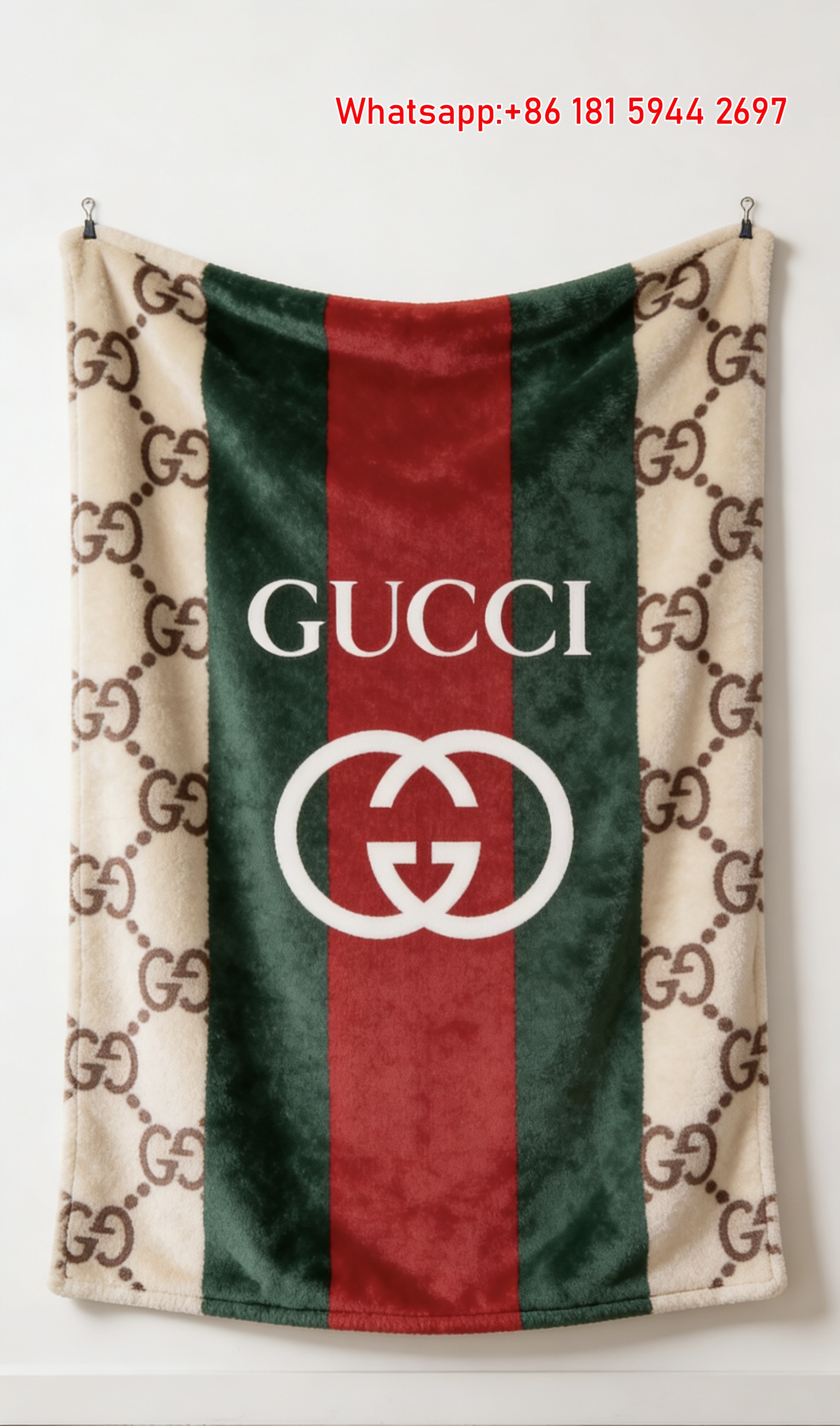 Gucci GG Monogram Web Stripe Flannel Blanket throw blanket IMG_2631